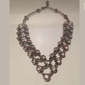 TOMMASSINI GRADUATED CRYSTAL METAL NECKLACE 17.75”